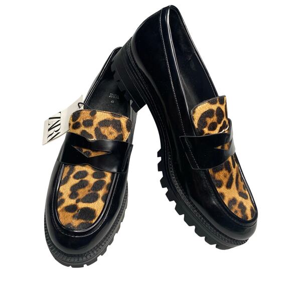 Zara Shoes - NWT ZARA LEOPARD ANIMAL PRINT LOAFERS SIZE 9